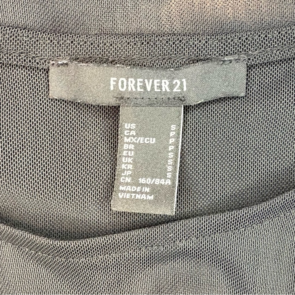 Forever 21 Black Sheer Mesh Puff Sleeve Top - Picture 7 of 7